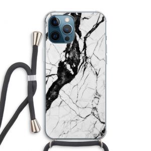 Witte marmer 2: iPhone 12 Pro Max Transparant Hoesje met koord