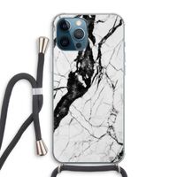 Witte marmer 2: iPhone 12 Pro Max Transparant Hoesje met koord