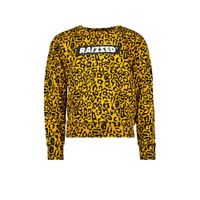 Raizzed sweater Madison met panterprint okergeel/zwart - thumbnail