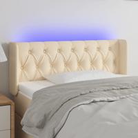 Hoofdbord LED 103x16x78/88 cm stof crèmekleurig