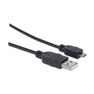 Manhattan USB-kabel USB 2.0 USB-A stekker, USB-micro-B stekker 1.80 m Zwart UL gecertificeerd 307178-CG