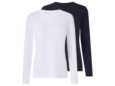 esmara Set van 2 dames longsleeves (Donkerblauw/wit, L (44/46)) esmara Set van 2 dames longsleeves (Donkerblauw/wit, L (44/46))