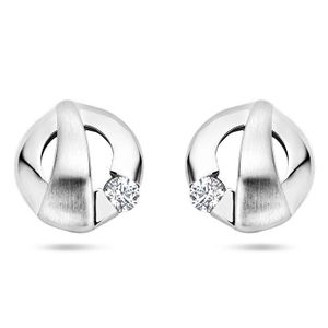 Oorknoppen zilver-zirconia wit 7,5 mm