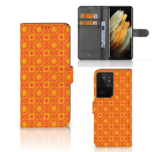 Samsung Galaxy S21 Ultra Telefoon Hoesje Batik Oranje