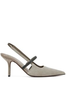 Brunello Cucinelli escarpins en daim 80mm à bride arrière - Gris