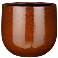 Plantenpot/bloempot keramiek terra bruin speels licht gevlekt patroon - D29/H25 cm