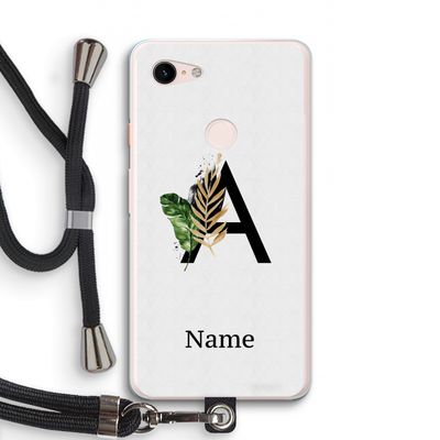 Charcoal Flora: Pixel 3 XL Transparant Hoesje met koord