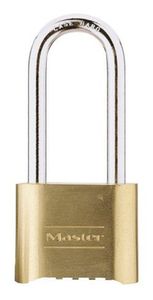 Masterlock 51mm - zinc body with brass finish - 57mm hardened steel long shackle, - 175EURDLH