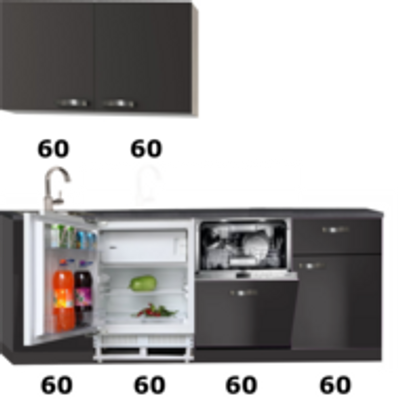 keukenblok 240cm zwart incl apparatuur NEW-024