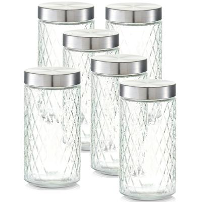 Zeller keuken voorraadpotten / bewaarpotten - 8x - 1500 ml - geruit glas - 11 x 22 cm