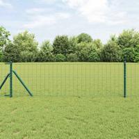 VidaXL Hek met paal groen 0,6 x 10 m staal en pvc