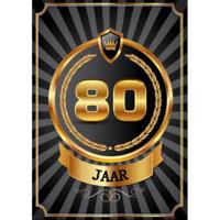 Verjaardag deurposter - 80 jaar - goud - 59 x 42 cm - leeftijd feestartikelen Verjaardag deurposter - 80 jaar - goud - 59 x 42 cm - leeftijd feestartikelen