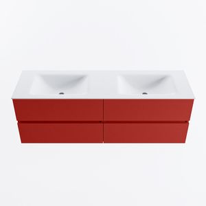 MONDIAZ VICA 150cm badmeubel onderkast Fire 4 lades. Wastafel CLOUD dubbel 2 kraangaten, kleur Talc.
