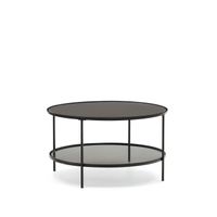 Kave Home Ronde Salontafel Gilda Glas en Metaal, 80cm - Zwart - thumbnail