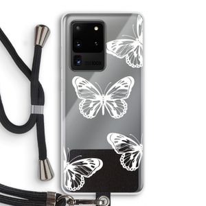 White butterfly: Samsung Galaxy S20 Ultra Transparant Hoesje met koord