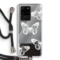 White butterfly: Samsung Galaxy S20 Ultra Transparant Hoesje met koord