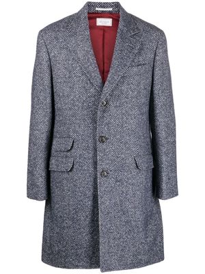Brunello Cucinelli manteau mi-long à chevrons - Bleu