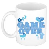 Cadeau koffie/thee mok voor aanstaande ouders - game over - blauw - keramiek - 300 ml