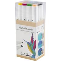Creativ Company 2-in-1 Alcohol Marker Stiften Dubbele Punt standaartkleuren 12 stuks