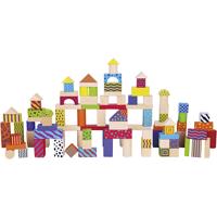 VIGA houten blokken met patroon, afm 3 cm, diverse kleuren, 100 onderdelen/ 1 set