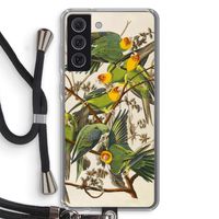 Carolinaparkiet: Samsung Galaxy S21 FE Transparant Hoesje met koord