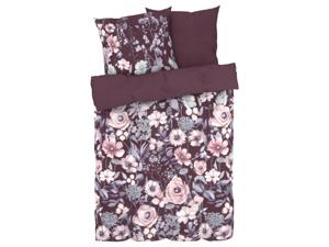 LIVARNO home Microvezel satijnen beddengoed 240 x 220 cm (Bloemen/lila)