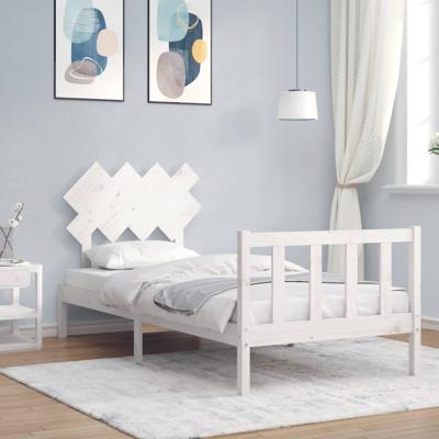 Bedframe zonder matras massief grenenhout wit 90x200 cm