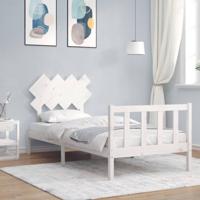 Bedframe zonder matras massief grenenhout wit 90x200 cm