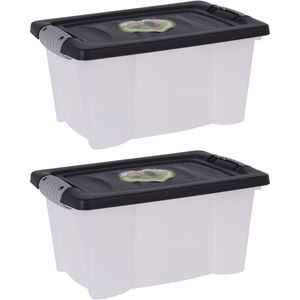 2x Stuks Opbergdozen/organizers met deksel - kunststof - 9 Liter