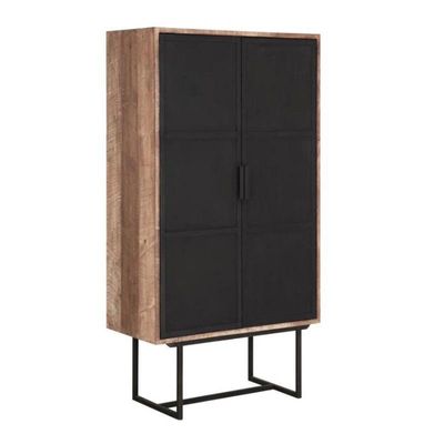 Opbergkast Odeon (2x metalen deur) | Metaal Hout | Teak | Zwart Donkerbruin Opbergkast Odeon (2x metalen deur) | Metaal Hout | Teak | Zwart Donkerbruin