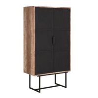 Opbergkast Odeon (2x metalen deur) | Metaal Hout  | Teak | Zwart Donkerbruin - thumbnail
