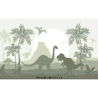 Designed4Kids wandvullend behang kinderkamer dino olijf-420 x 260 cm