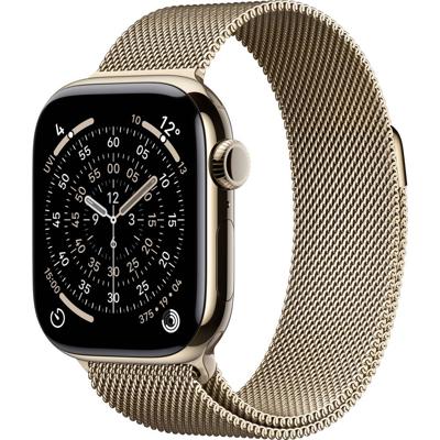 Apple Watch Series 11 GPS + Cellular 42 mm Titanium kast Milanese Loop Goud M/L