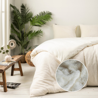 Dekbedovertrek Teddy - Lits-Jumeaux (240x220 Cm) - Off White Microvezel Teddy - Effen - Fresh And Co - Dekbed-Discounter.nl