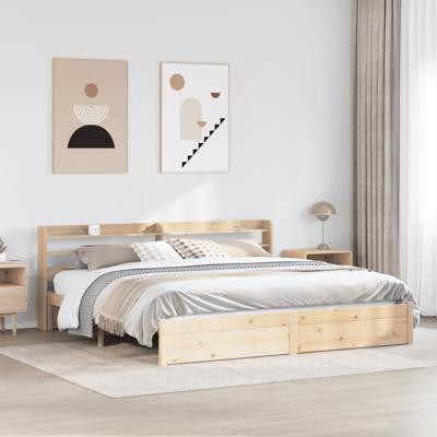 Bedframe met hoofdbord massief grenenhout 180x200 cm