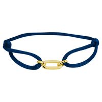Armband Ovale schakel 20 x 6 mm satijn-zilver donkerblauw-goudkleurig 13-26 cm