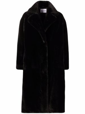STAND STUDIO manteau en fourrure artificielle à revers crantés - Noir