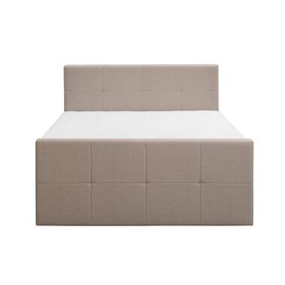 Boxspring met voetbord Liv geblokt - beige - 140x200 cm - slanke poot - Leen Bakker