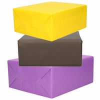 3x Rollen kraft inpakpapier geel/zwart/paars 200 x 70 cm - Cadeaupapier - thumbnail