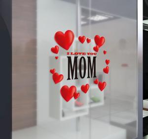 Muursticker I love you mom hartjes