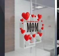 Muursticker I love you mom hartjes