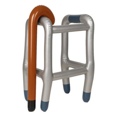 Opblaasbaar opa/oma looprek met wandelstok - zilver grijs - 80 x 50 x 40 cm - Abraham/Sara/50 jaar