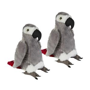 Pluche grijze roodstaartpapegaai knuffel - 2x - 30 cm - Papegaaien vogel knuffels