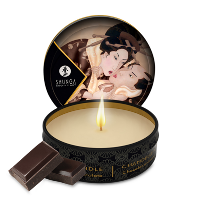 Shunga Mini Massagekaars - Verslavende Chocolade - 1 oz / 30 ml