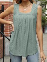 Square Neck Casual Plain Loose Tank Top