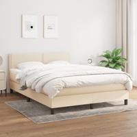 Boxspring met matras stof crèmekleurig 140x190 cm