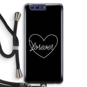 Forever heart black: Honor 9 Transparant Hoesje met koord