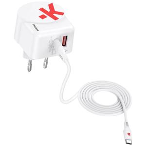 Skross Euro USB Charger AC65PD + USB-C cable USB-oplader 65 W Binnen, Thuis Uitgangsstroom (max.) 4.05 A Aantal uitgangen: 2 x USB 3.2 Gen 1 bus A (USB 3.0),