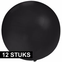 12x Feestartikelen reuze zwarte ballon 60 cm geschikt voor lucht of helium