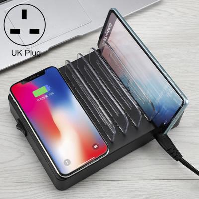 i9 50W 6 USB-poorten + 2 USB-C/type-C-poorten + draadloos opladen multifunctionele oplader met LED-display & afneembare bezel UK plug